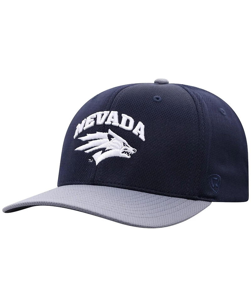 Top of the World Men's True Navy/Ash Nevada Wolf Pack Reflex Fitted Hat