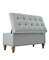 Tufted Upholstered Storage Ottoman Bench with Nailhead Trim and Hinged Lid for Bedroom Living Room Entryway Multi Purpose Use-The Pop Home