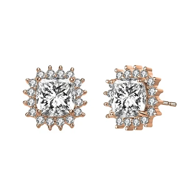 Classy 10MM Halo Square Stud Earrings