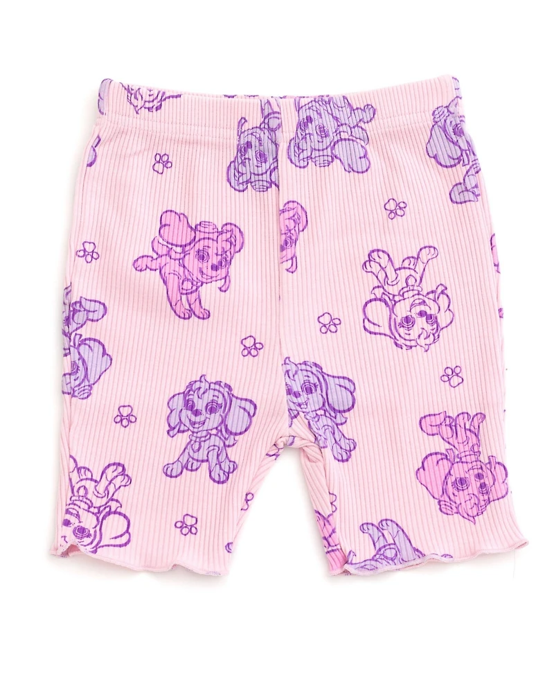 Paw Patrol Girls Skye Ribbed Peplum T-Shirt and Shorts Outfit Set
