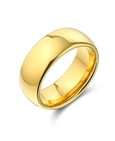 Bling Jewelry Plain Simple Wide Dome Silver Black Gold Plated Titanium Band Ring Comfort Fit 8MM