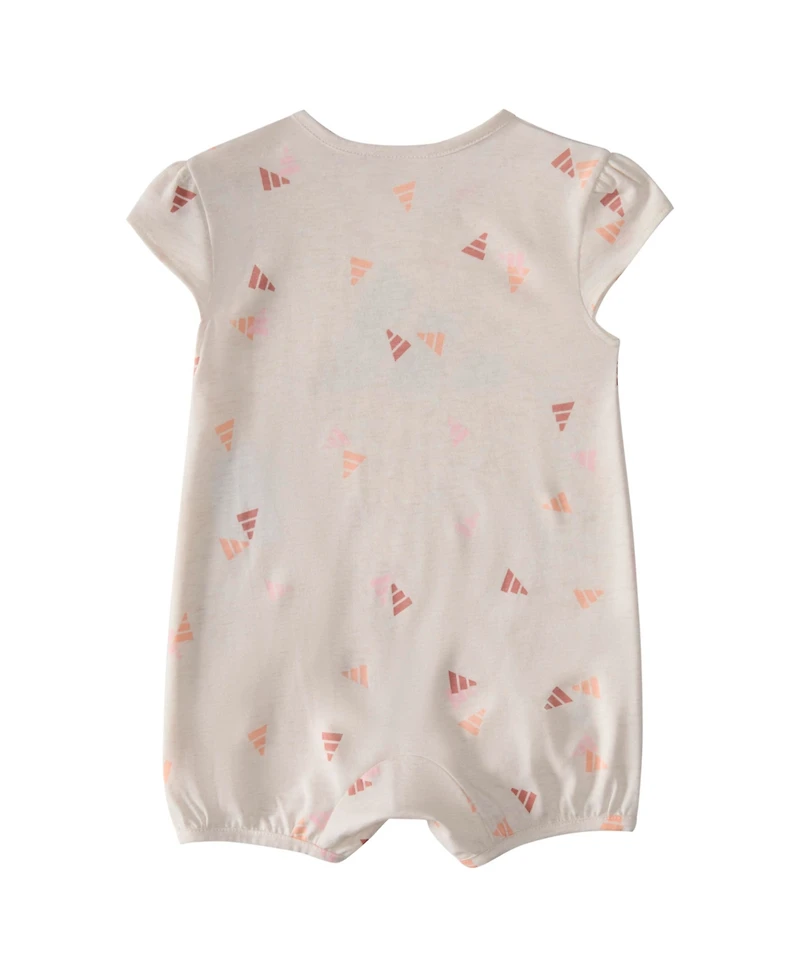 adidas Baby Girls Short Sleeve Printed Heather Shortie Romper