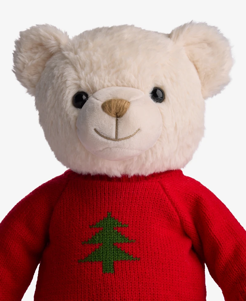 Holiday Lane Christmas Cheer Cream Plush Sitting Bear, Created for Macy's