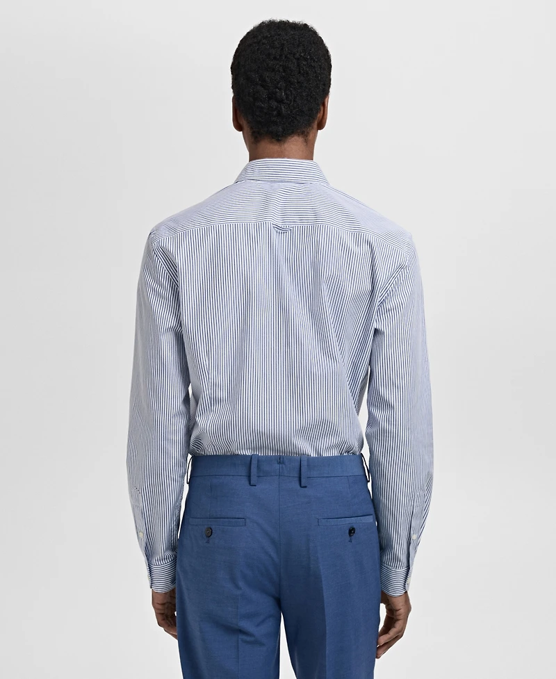 Mango Men's Cotton Slim-Fit Striped Shirt