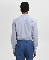 Mango Men's Cotton Slim-Fit Striped Shirt