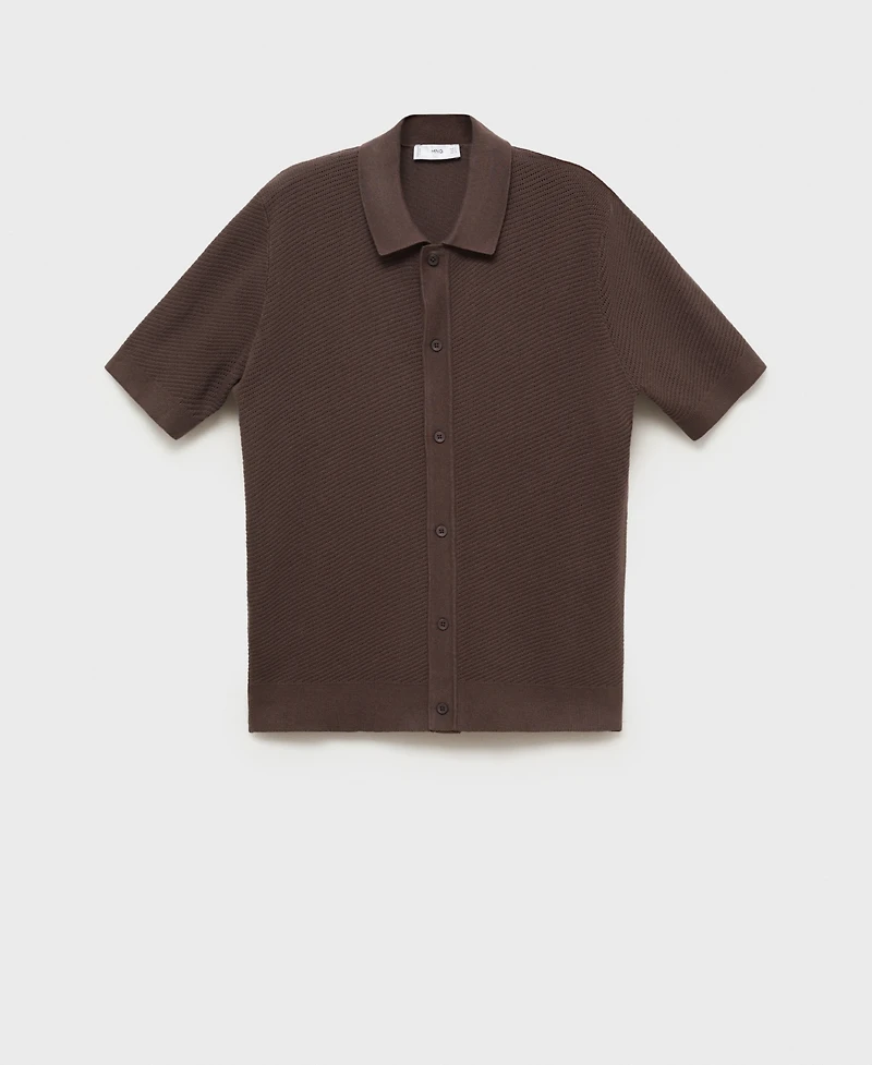 Mango Men's Openwork Knit Structured Shirt