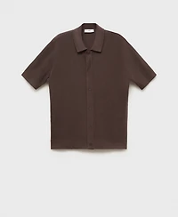 Mango Men's Openwork Knit Structured Shirt