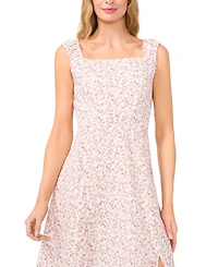 CeCe Women's Ruched Strap Square Neck Midi Dress