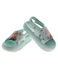 Disney Toddler Girls Frozen Anna and Elsa Hook Loop Backstrap Slides