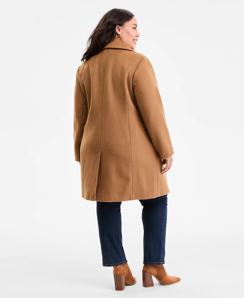 Michael Michael Kors Plus Size Collared Button-Front Coat, Exclusively at Macy's