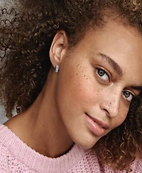Pandora Sterling Silver Double Band Pave Hoop Earrings