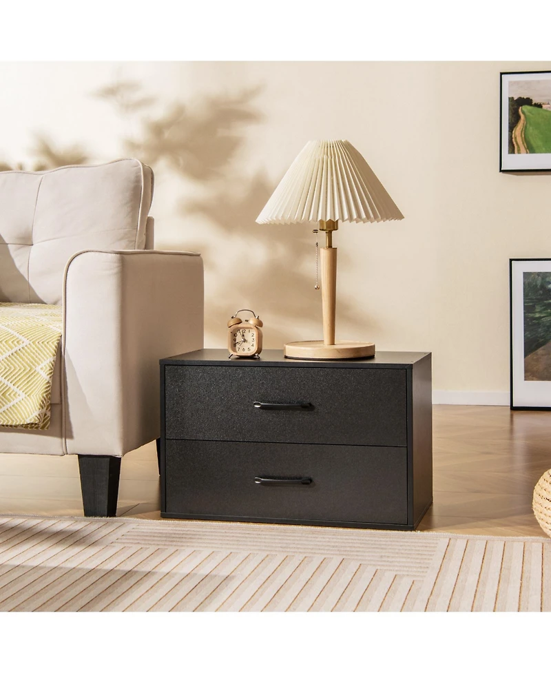 Stackable 2-Drawer Storage Cabinet with Handles for Entryway or Office Use