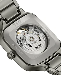 Rado Unisex Swiss Automatic True Square Skeleton Gray Ceramic Bracelet Watch 38mm