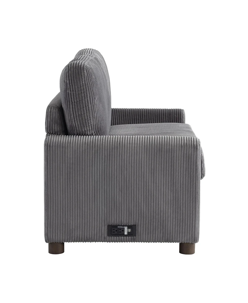 Serta 53.3" Corduroy Danson Convertible Loveseat with Charging Port