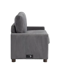 Serta 53.3" Corduroy Danson Convertible Loveseat with Charging Port