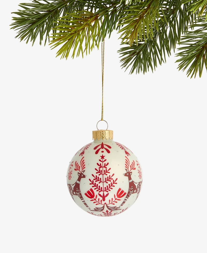 Holiday Lane Nordic Wonderland Glass Ball Ornament, Macy's Exclusive