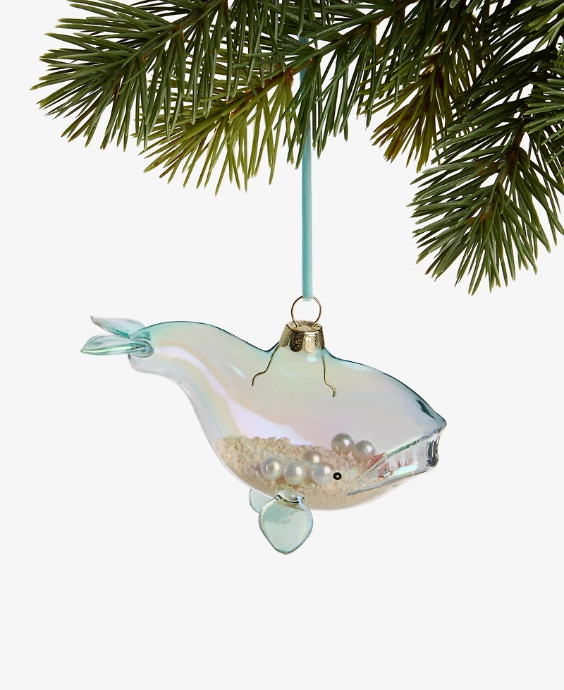 Holiday Lane Seaside Glass Whale Ornament, Macy's Exclusive