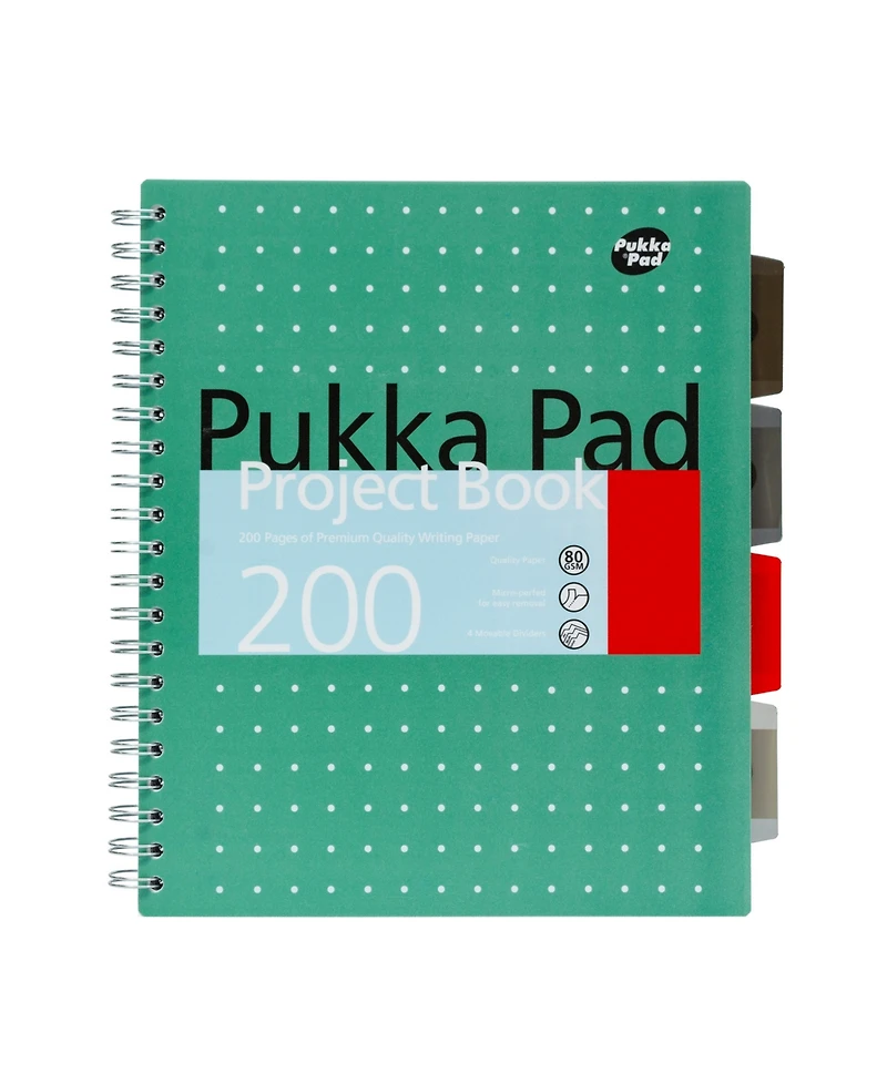 Pukka Pads Metallic Green Letter Sized Subject Divider Notebook, Pack of 3