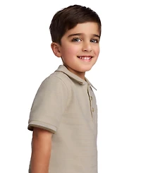 Calvin Klein Toddler and Little Boys Tipped Herringbone Dobby Polo Shirt Twill Shorts, 2-Piece Set
