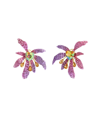 Betsey Johnson Faux Stone Garden Glam Iris Button Earrings