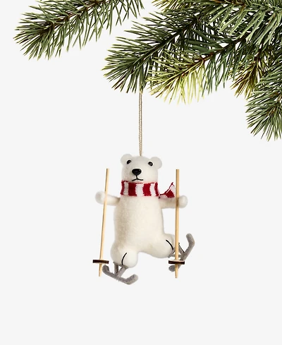 Holiday Lane Tiny Tidings Skiing Bear Ornament, Macy's Exclusive