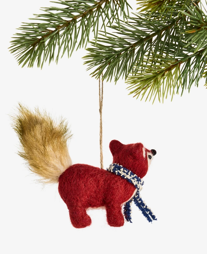 Holiday Lane Tiny Tidings Felted Fox Ornament, Macy's Exclusive