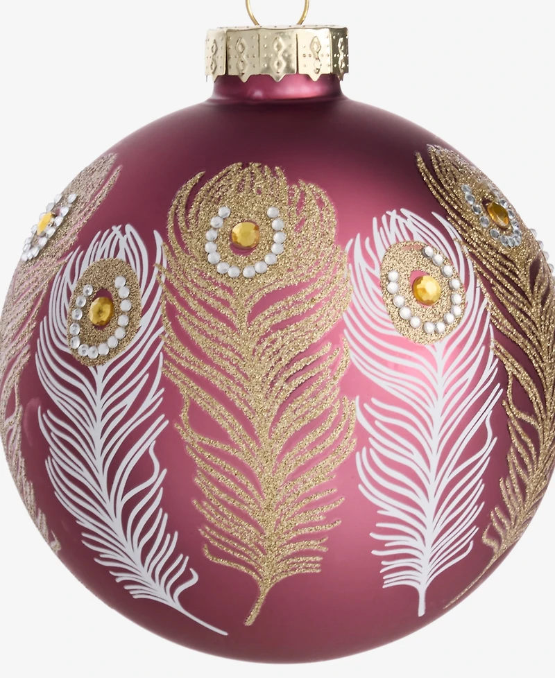 Holiday Lane Berry Tones Peacock Feather Ball Ornament, Macy's Exclusive