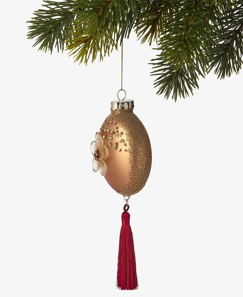 Holiday Lane Berry Tones Tasseled Gold Disk Ornament, Macy's Exclusive