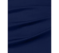 Xscape Women's Asymmetric-Neck Scuba Short-Sleeve Dress