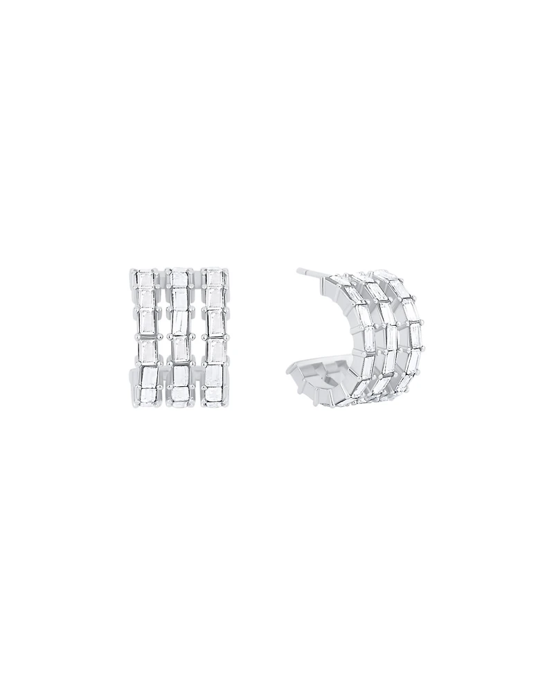 And Now This Triple Row Baguette Hoop Earrings