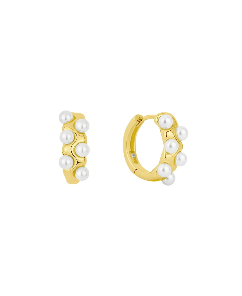And Now This Simulated Cultivated Pearl Hinged Hoop Earrings