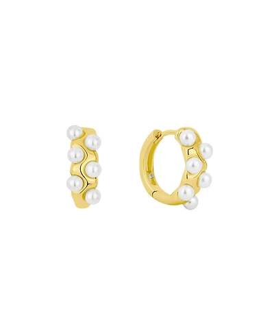 And Now This Simulated Cultivated Pearl Hinged Hoop Earrings