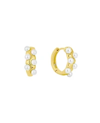 And Now This Simulated Cultivated Pearl Hinged Hoop Earrings