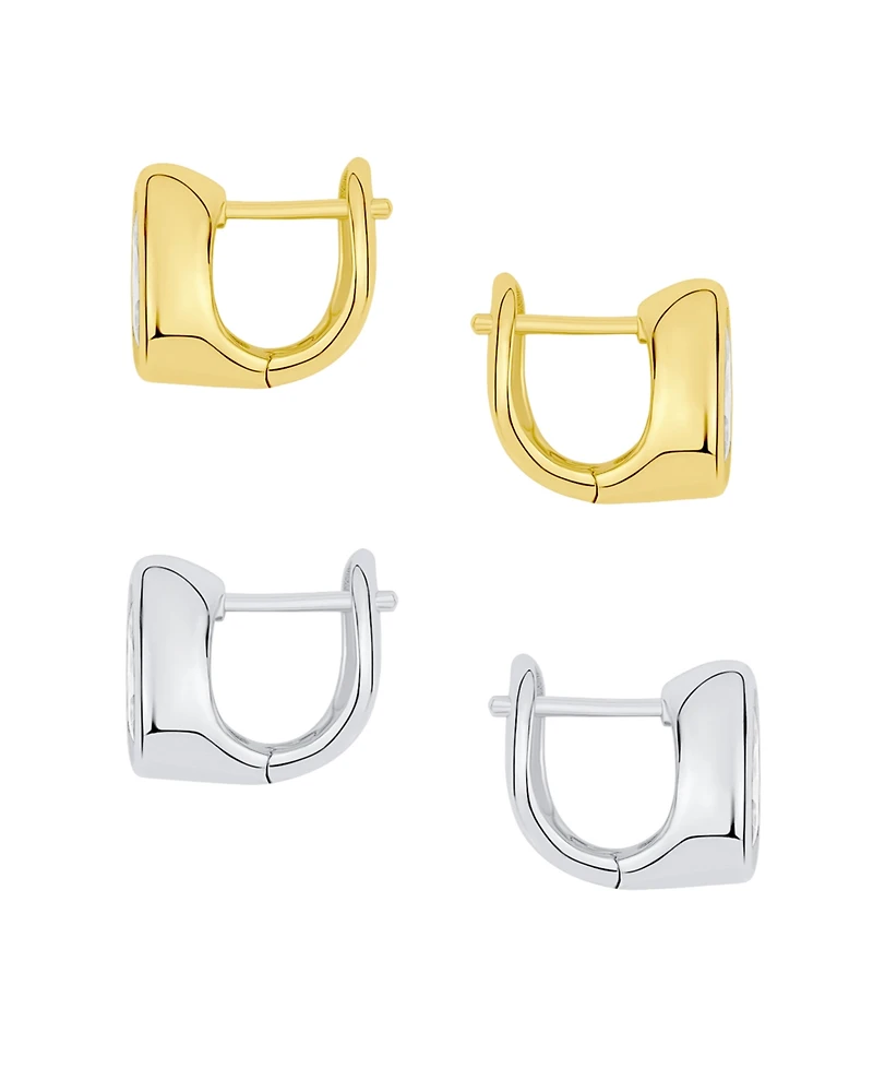 And Now This Cubic Zirconia Duo Huggie Hoop Earring Set