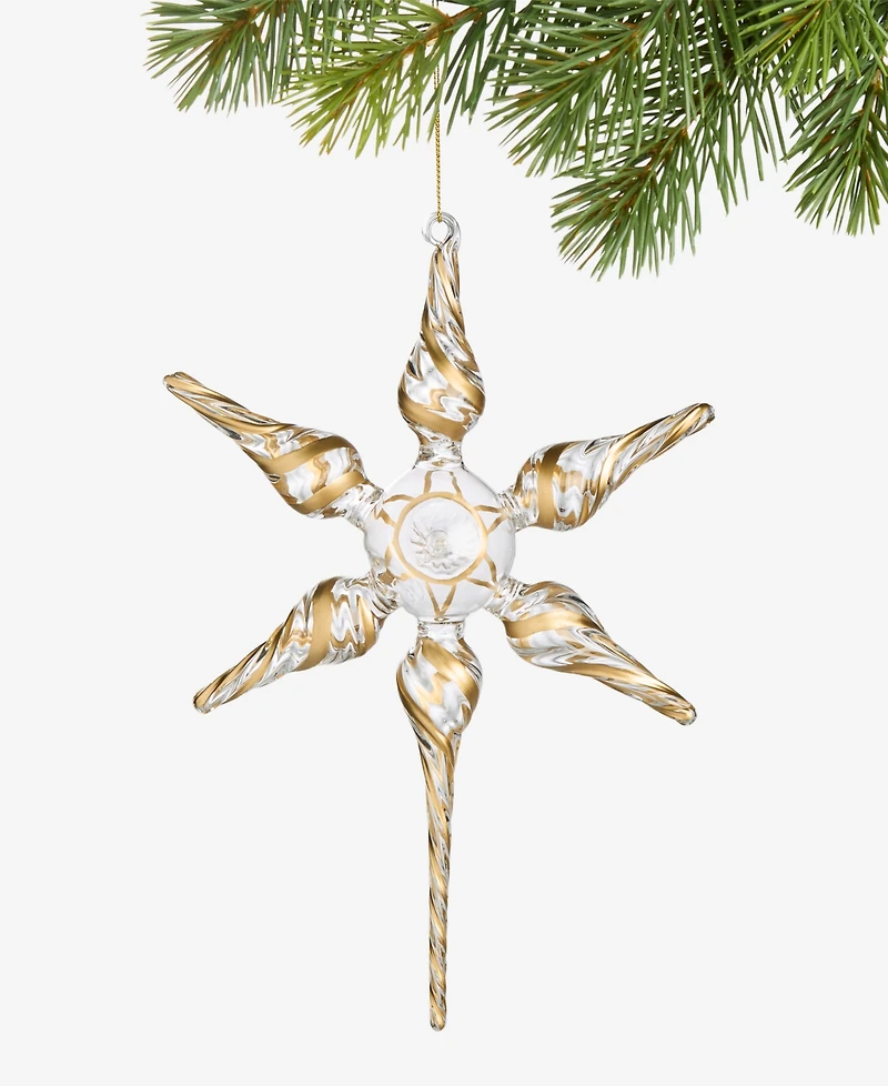 Holiday Lane Blessed Glass Gold-Tone Striped Finial Ornament, Macy's Exclusive