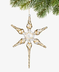 Holiday Lane Blessed Glass Gold-Tone Striped Finial Ornament, Macy's Exclusive