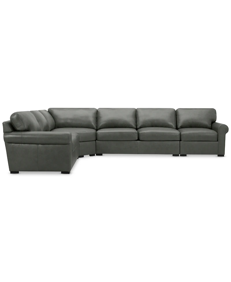 Radley Roll Arm 152" 5-Pc. Leather Wedge Corner L Sectional, Exclusively at Macy's