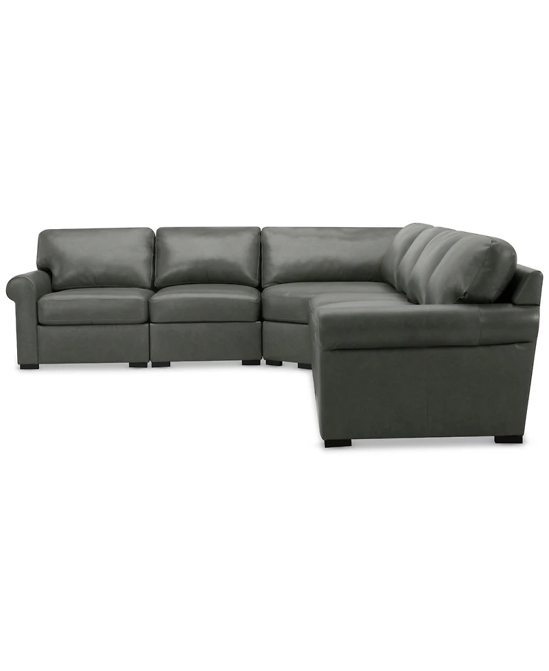 Radley Roll Arm 152" 5-Pc. Leather Wedge Corner L Sectional, Exclusively at Macy's