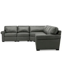 Radley Roll Arm 152" 5-Pc. Leather Wedge Corner L Sectional, Exclusively at Macy's