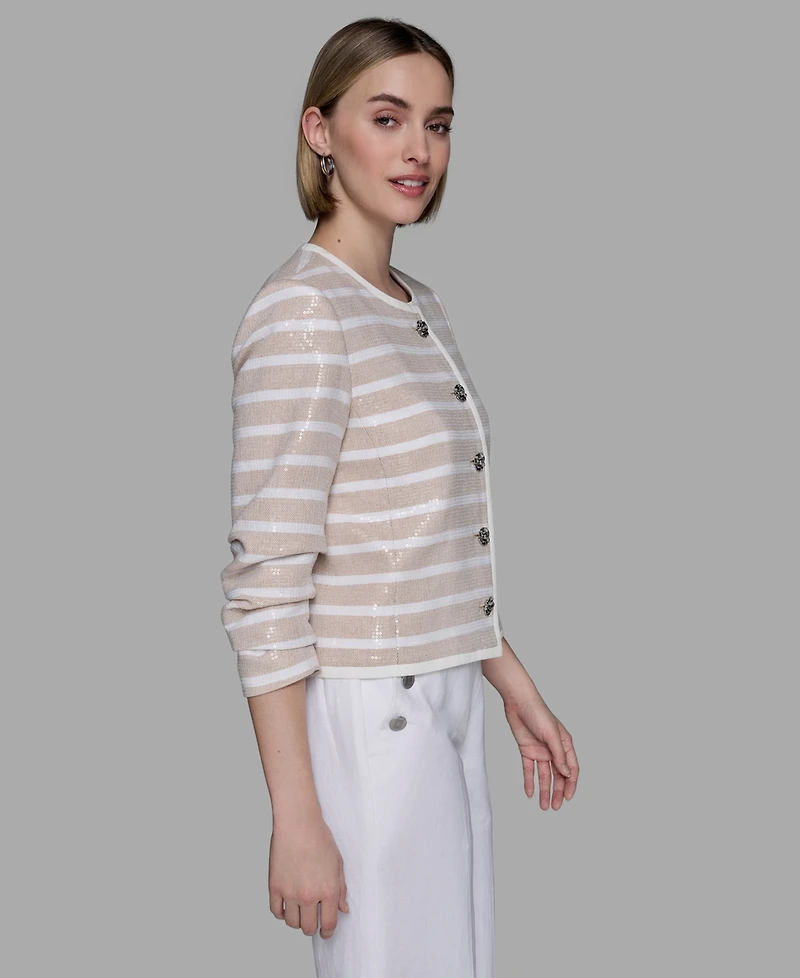 Karl Lagerfeld Paris Women's Sequinned Striped Jacket