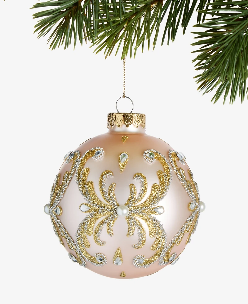 Holiday Lane Gilded Glamour Pink Gem Ball Ornament, Macy's Exclusive