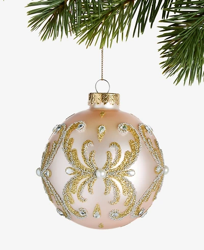 Holiday Lane Gilded Glamour Pink Gem Ball Ornament, Macy's Exclusive