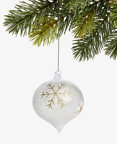 Holiday Lane Iced Delight Glass Snowflake Onion Ornament, Macy's Exclusive