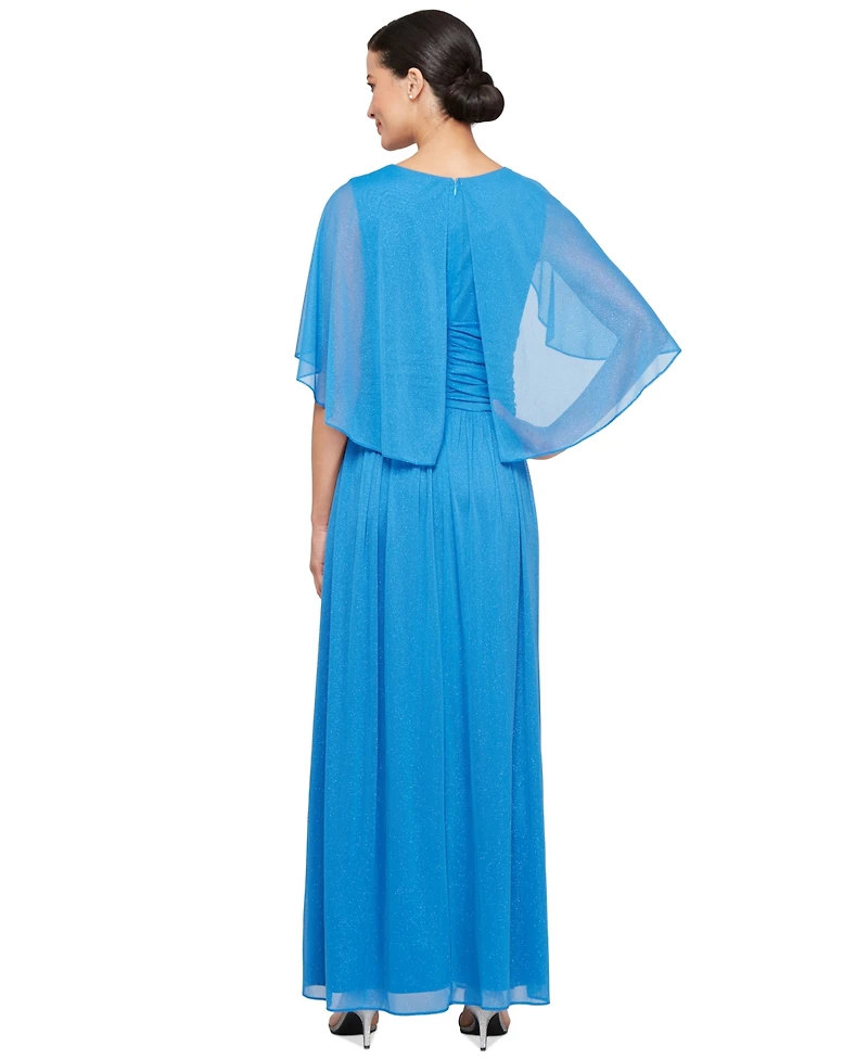 Sl Fashions Petite Surplice Long Glitter Cape Dress