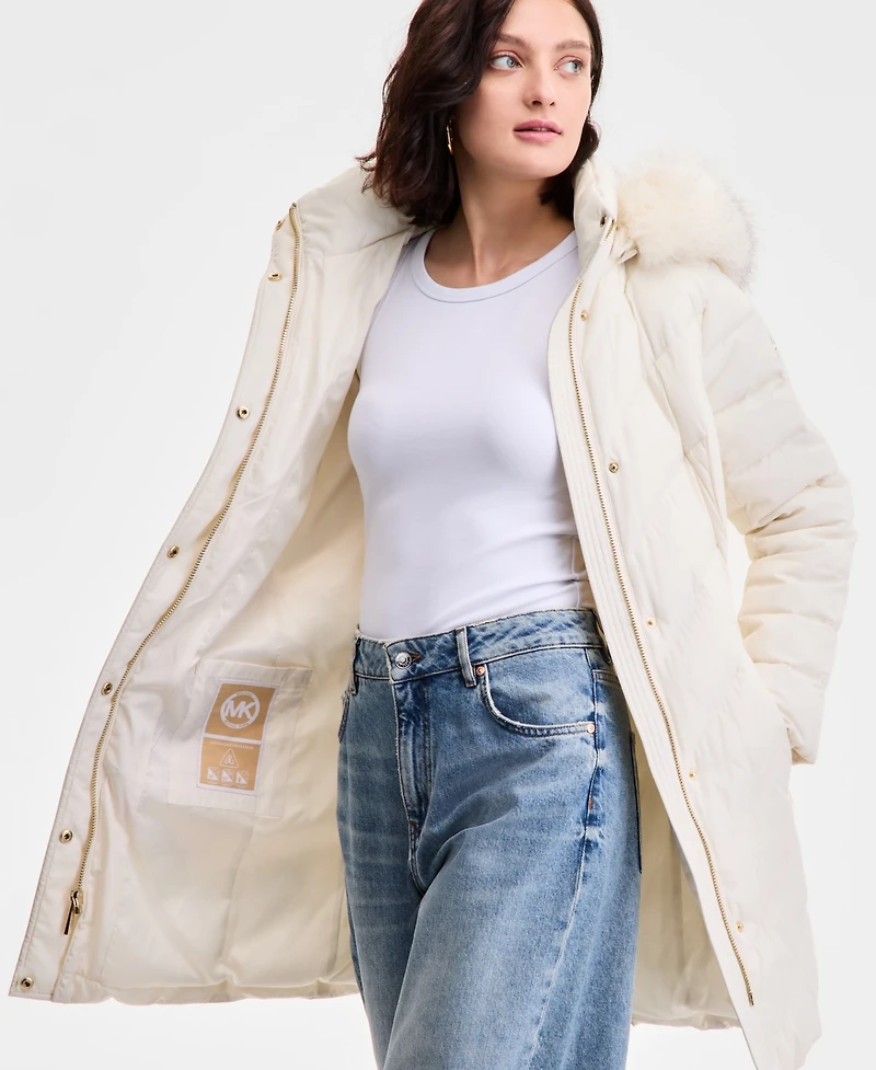Michael Kors Women's Faux-Fur-Trim Hooded Puffer Coat, Exclusively at Macy's