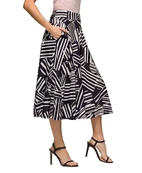 24seven Comfort Apparel Women's Elastic Waist Pocket Midi Skirt