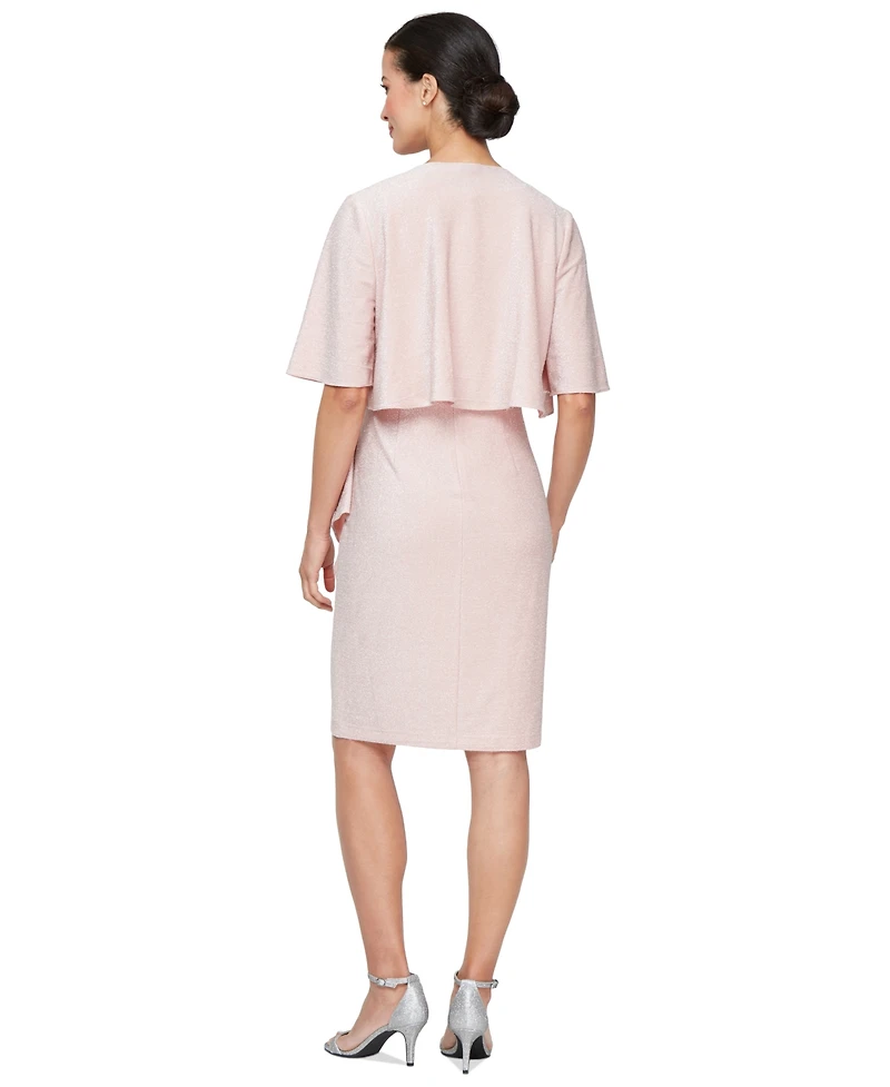 Sl Fashions Women's Shimmer Shrug & Embellished Dress
