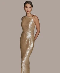 Donna Karan New York Women's Sequin Sleeveless Evening Gown
