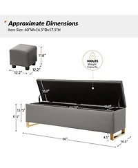 Flora Modern 60" Wide Storage Bench with Two Ottomans