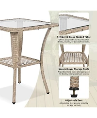 Mondawe 3-piece Outdoor Chair&Table Set Chat 2-person Rattan Seating Group